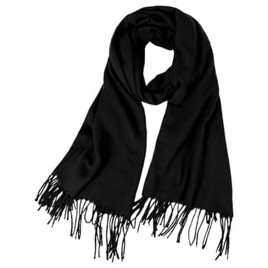 CIATBYYJ Écharpe chaude pour femmes, écharpes en cachemire, écharpe douce en pashmina pour femmes, écharpe longue avec franges, adaptée pour rester au chaud en automne, hiver et Noël, Noir , 70 x 210