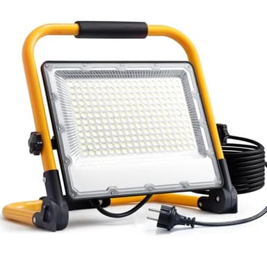 OUSIDE Projecteur LED Chantier 200W - Étanche IP66,Lumière Blanche 6500K, 20000 Lumens avec Prise Schuko et Cordon de 4M - Idéal pour Les Chantiers de Construction et Les Travaux de Plâtrerie