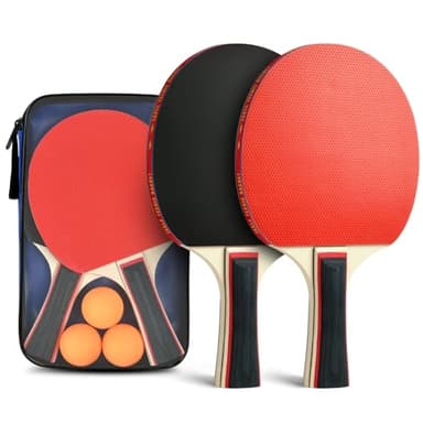 flintronic Set de Tennis de Table, Ensemble Pong de Table Portable, Ping Pong Kit pour Adultes Enfants, 2 Raquette de Ping-Pong avec 3 Balles & Sac de Transport, pour Athlètes, Débutants, Experts