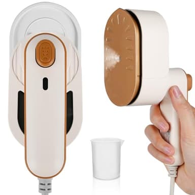 Mini Fer à Vapeur, Euakee 1000W Fer à Repasser de Voyage Portable, 180 Degrés Pliable Mini Fer à Vapeur, Rapide 20s, Machine à Repasser pour Voyage à Domicile (Beige)