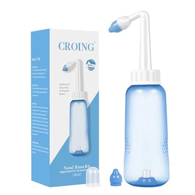 CROING (300ml Bouteille) Douche Nasale / Irrigation Nasale / Sinus Rinse / Lavage Nasale / Neti Pot / Lavage de Nez