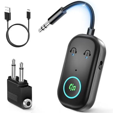 Ticenpe Transmetteur récepteur Bluetooth 5.3, double appariement sans fil voiture/avion, micro pour appels, adaptateur Bluetooth auxiliaire 2 en 1 pour TV, avion, casque, Airpods, haut-parleur