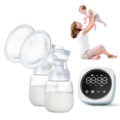 Tire Lait Electrique Double, Tire-lait électrique Portable avec Ecran Tactile LED, 3 Modes et 27 Niveaux, 1500mAh, Rechargeable et très silencieux, Forte Aspiration pour Les Voyages et La Maison