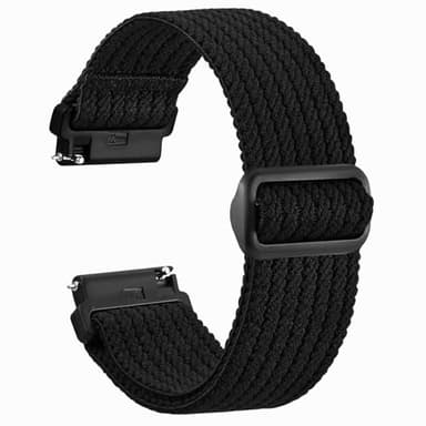 WOCCI 22mm Bracelet de Montre en Nylon Tissé Doux, Longueur Moyenne pour Poignet Fin, Boucle Noire (Noir)