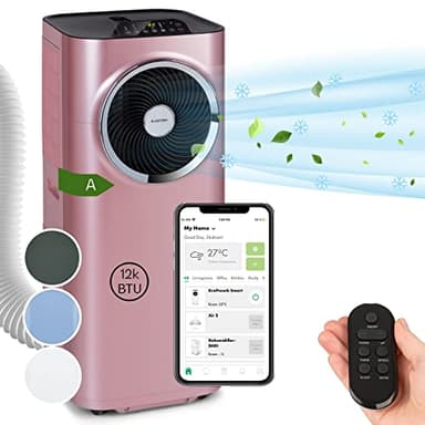 Klarstein Climatiseur Mobile Silencieux, Smart Climatisation Portable 5 en 1, Mini Clim, Purificateur et Elimination Odeurs, Déshumidificateur d'Air, Mode Nuit, Faible Conso, 12K BTU, Climatiseurs