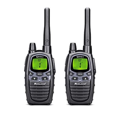 Midland - Talkie Walkie Longue Portée 10Km Professionnel G7 PRO, Couple Radio Récepteur Émetteur Airsoft Outdoor 85 Canaux, 16 PMR446/69 LPD non Licence, Autonomie 18H Piles Rechargeables, Accessoires