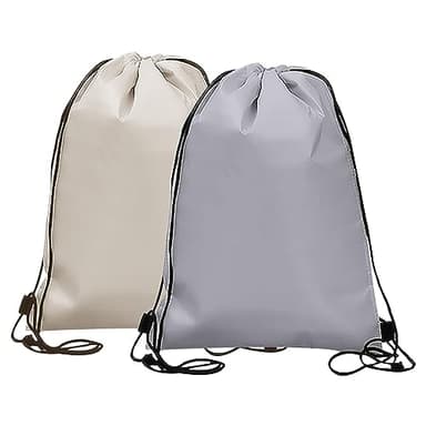 Lot de 2 Sacs isothermes avec Cordon de Serrage, Pliables et réutilisables, pour Le Travail, l'école, Les Voyages (Beige, Gris)