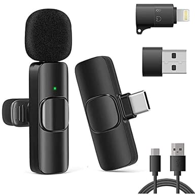 VOVIGGOL USB C Micro Cravate sans Fil pour iPhone iPad Android et Ordinateur, Mini Micro Smartphone Portable Microphone Cravate pour Enregistrement Vidéo Youtube TikTok Facebook Podcast Blog Vlog