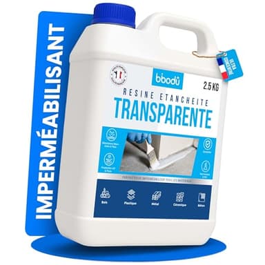 BIBODU® Etancheite Toiture 2.5 KG | Resine Etancheite Liquide Transparente | Agent de Revêtement Imperméable Transparent | Parfait pour Terrasse, Toits, Extérieurs, Intérieurs, Cuisines