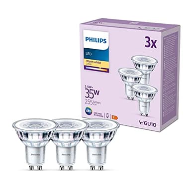 Philips, pack de 3 ampoules LED GU10, 35W, blanc chaud non dimmable
