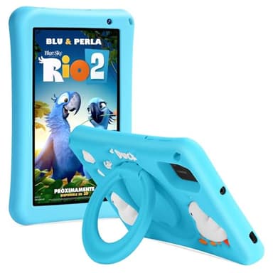 Tablette Enfants 7 pouces, Tablette Android 13, Octa-Core, 8Go+64Go (TF 256GB), Batterie 5800mAh, Caméras 5MP+8MP, Affichage HD, Contrôle parental, Housse protectrice en silicone pour enfants(Bleu)