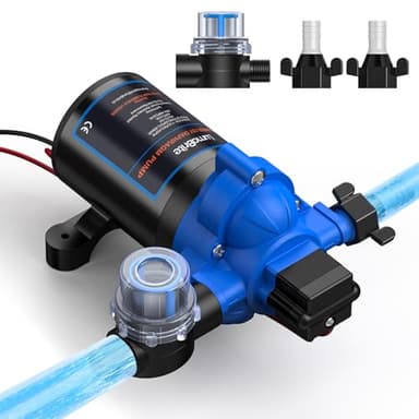 LumaBrite Pompe à eau 12V, Pompe à Membrane 3.0GPM 50PSI Pompe a eau Camping Car à eau auto-amorçante pour Camping-car, Yacht, Jardin