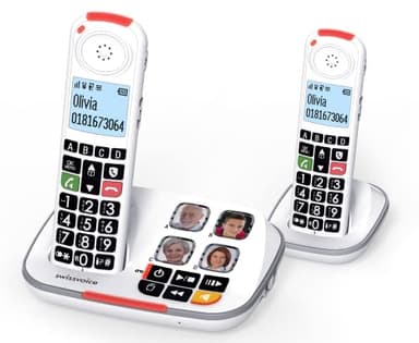 swissvoice Xtra 2355 Duo, Téléphone sans Fil DECT avec répondeur, 2 combinés, Sonneries Fortes, Compatible avec Les Aides Auditives, Couleur Blanc