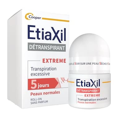 ETIAXIL - Déodorant Détranspirant - Traitement Transpiration Excessive - Aisselles - EXTREME Peaux Normales - Efficacité 5 jours -15 ml