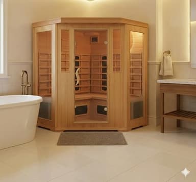 CONCEPT USINE | Cabine Sauna Infrarouge 3-4 Places en Bois Hemlock | Chaleur Sèche Économique | Chromothérapie 5 Lampes | 6 Diffuseurs Céramiques + 2 Carbones | Station LCD | Radio Bluetooth | 2340W