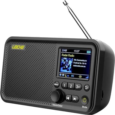 LEICKE Radio portátil Dab+ Con Bluetooth 5.0, Radio Dab/Dab+ y FM, Pantalla a Color de 2,4 Pulgadas, Radio de Cocina Con Cable, batería de 4000 mAh, conexión MicroSD/TF/AUX, Funciones de Alarma