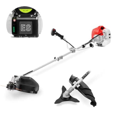 GREENCUT GGT650XE-2 - Débroussailleuse à Essence 65cc 4,9cv, Moteur 2 Temps, Démarrage Électrique, 2 Accessoires de Coupe, Guidon à Double Poignée, Régulateur de Puissance, Harnais de Sécurité