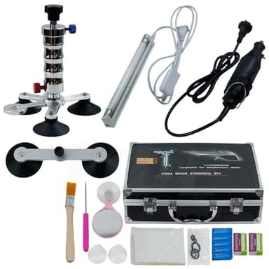 Kit de réparation de pare-brise avant de voiture, outils de réparation de fissures de verre professionnels, boîte à outils pour réparer toutes les fissures d’impact en acier inoxydable avec pompe à