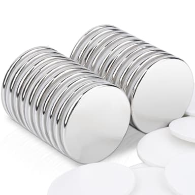 Lot de 20 aimant en néodyme extra puissants 25 x 2 mm - Aimants puissants pour tableau magnétique, petits aimants ronds avec adhésif double face