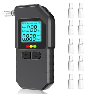 woeaozy Ethylotest Electronique - Alcotest Numerique avec 10 Embouchures, Etiloteste Electronique, ethylometre mesures de Haute précision, pour Tests personnels domestiques, MR1101 (MR1101-0723)
