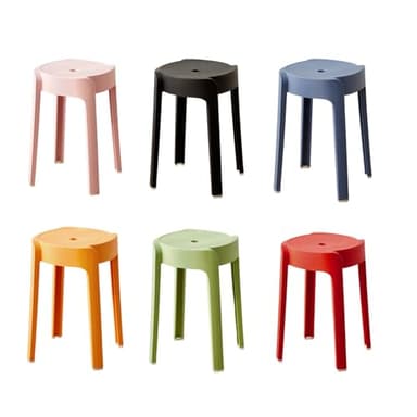 joukares Lot de 6 chaises empilables en plastique pour adultes, tabourets de salle à manger empilables, dos nu, tabouret rond léger pour la maison, la cuisine, le bureau et la salle de classe