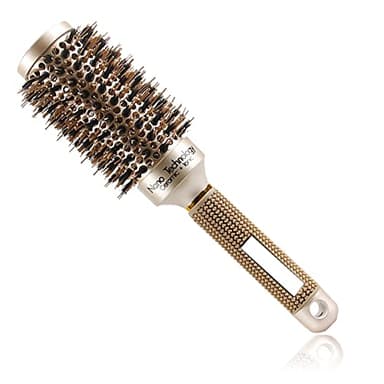TEEROVA Brosse à cheveux en céramique et ionique ronde avec poils de sanglier, meilleure brosse à cheveux rouleau pour le séchage, le curling et le lissage, volume et brillance (7,4 cm)