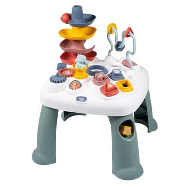 Smoby - Little Table d'Activités - Nombreuses Fonctions Mécaniques - 4 Formes, 1 Balle, 1 Figurune Hippopotame - Développer la Motricité - A Partir de 12 Mois - Fabrication Française