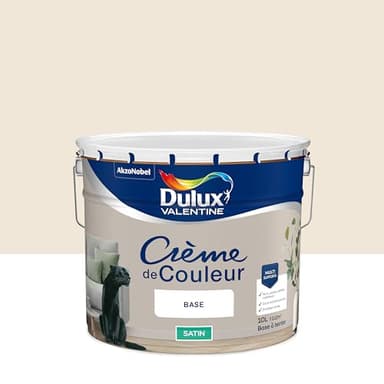 Dulux Valentine Crème de Couleur - Peinture multi-supports intérieure - Satin Lin Blanc 10 L