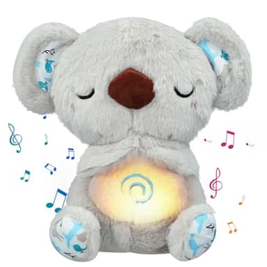 UrbanHomes Peluche Koala Anti Stress Respirante - Soulage Le Sommeil, Anti Anxiété Adulte, Cadeau Sonore pour Bébé, en Relief, Gris
