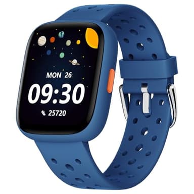 BIGGERFIVE Montre Enfant Non Connectée ou Connectée Librement, 1,8" Smartwatch Podomètre, Cardiofrequencemètre, IP68 Étanche, Moniteur de Sommeil, Jeux de Puzzle pour Garçons Filles Ados 5-16, Bleu