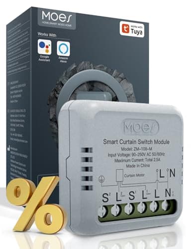MOES ZigBee Module de commutateur de rideau intelligent pour moteur de volet roulant électrique motorisé, Tuya ZigBee Hub nécessaire, compatible avec Alexa Echo Google