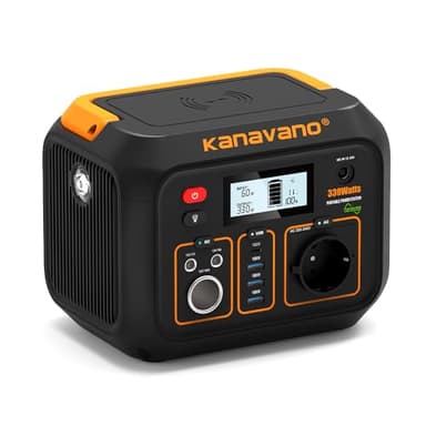 Kanavano Station d'alimentation portable 305 Wh, 230 V AC/330 W, générateur d'alimentation mobile, avec ports CC et torche LED, charge rapide pour le camping, l'extérieur, les voyages et les urgences