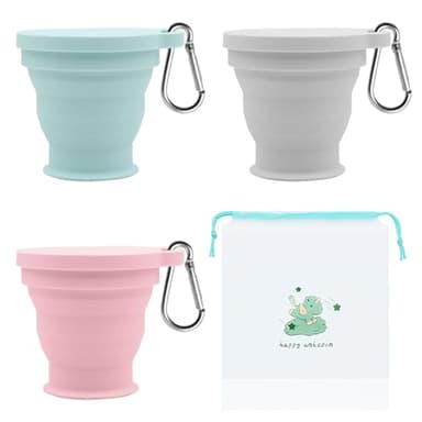 VEGCOO 3 Pcs Tasse Pliable, Gobelet Pliable à Motif de Griffe de Chat Tasse Pliable de Voyage en Silicone avec 1 Sac de Rangement pour Pique-nique Camping Voyage Randonnée