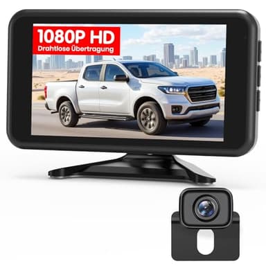 AUTO-VOX W12 Caméra de Recul sans Fil : Écran 5" 1080P, Double Canal, Installation Rapide, Signal Numérique Stable, IP69K Étanche & Vision Nocturne, pour Voiture, SUV, Camping-Car, Remorque