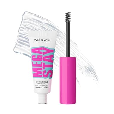 Wet n Wild Mega Stay Extreme Hold Brow Gel, Fini Transparent Sans Résidus, Gel Sourcil Tenue Jusqu’à 16h, Formule Légère, Application Facile avec Petite Brosse