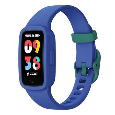 BIGGERFIVE Montre Connectée Enfant Vigor 3, Tracker d'Activité, Écran AMOLED,Sans App ni Smartphone, Étanche 3ATM, Moniteur de Fréquence Cardiaque et de Sommeil pour Filles et Garçons de 5-15 Ans Bleu