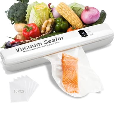 Frohsen Machine Sous Vide Alimentaire, Avec 10 Sacs de Scellage Sous Vide, Scelleuse SousVide Automatique Pour Aliments, Affichage Numérique et Fonction de Scellage Indépendante (Blanc).