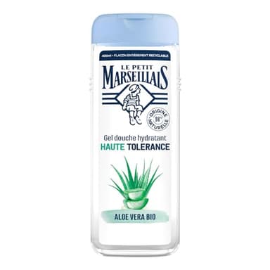 Le Petit Marseillais, Gel Douche Hydratant Haute Tolérance Aloe Vera Bio (flacon de 400 ml) – 98% d'ingrédients d'origine naturelle – Pour tous types de peaux, même sensibles