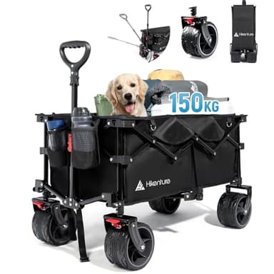 HIKENTURE Chariot pliable 135 l - Chariot à main pliable pour la plage, le camping, le shopping - Chariot à main pliable