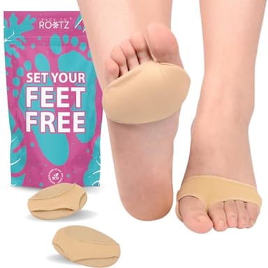 ROOTZ® | Coussinets Métatarsiens avec Doublure en Tissu (1 Paire) | Semelle Anti Douleur pour Métatarsalgie, Neurome de Morton et Talons Hauts | Taille S (35-41)