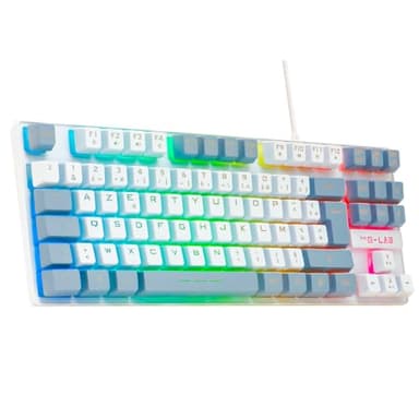 The G-Lab - Keyz Caesium TKL - Clavier Gamer TKL 87 Touches Filaire USB AZERTY, RGB Personnalisable, 15 Macros programmables - Clavier Gaming Compact pout PC/PS4/PS5/XBOX - (Blanc-Gris)