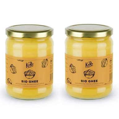 KoRo - Ghee Bio 2 x 420 g - 100% beurre bio clarifié - Point de fumée élevé - Dans un pack pratique de deux