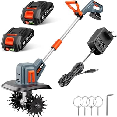 Motobineuse Électrique sans Fil 360 RPM Motoculteur Électrique TaskStar TH4000 Motobineuse Batterie Total 4000mAh, 48 Lames en Acier Renforcé pour Un Travail du Sol Fluide,Entretien,Compostage,Jardin