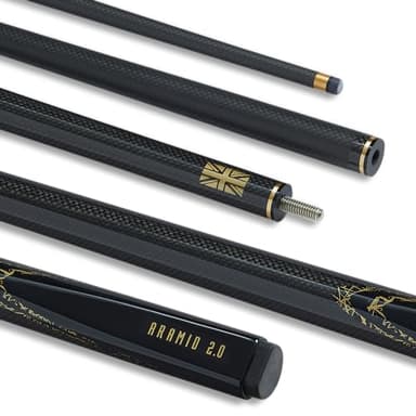 PowerGlide Queue de Billard ou de Billard | Fibre de Carbone et Fibre de Verre | Peinture métallique Ultra Lisse Noir Brillant | Joint 2 pièces 50/50 | Taille complète 144,8 cm | Pointe de 10 mm |