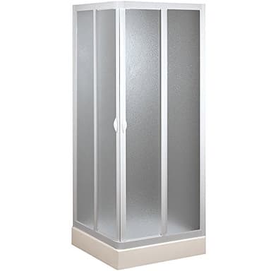 Forte: Cabine de douche intelligente d'angle en PVC-acrylique, anticalcaire, réductible, résistant aux chocs, kit complet, 70L x 70P x 185H, blanc