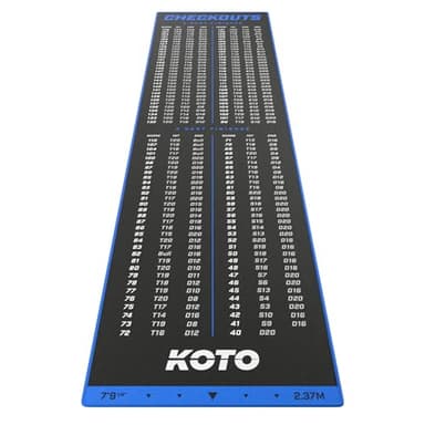 KOTO - Tapis Checkout Bleu 237 x 60 cm, INCL. Indicateur de Score, Antidérapant, Tapis Flechette Sol
