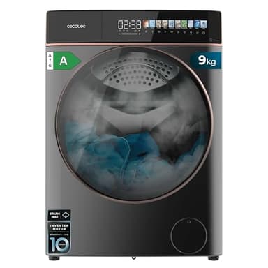 Cecotec Lave-linge 9Kg Chargement Frontal Bolero DressCode 9900 Inverter FullColor Steel A. Finition Acier 1400 Tr/min, Écran 10,3", 11 Programmes, Inverter, SteamMax, Classe A