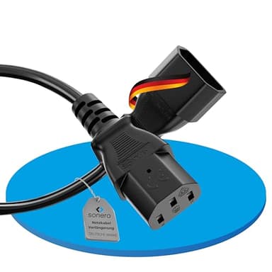 Sonero® Rallonge de câble d'alimentation Euro pour appareils électroménagers, Prise IEC C13 vers Prise IEC C14, 5 m, Noir