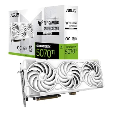 ASUS TUF Gaming GeForce RTX 5070 Ti 16 Go GDDR7 BTF White OC Edition Carte Graphique (NVIDIA DLSS 4, 3,125 lot, PCIe 5.0, 3 x DisplayPort 2.1b, 2 x HDMI 2.1b, GC-HPWR, Blanc