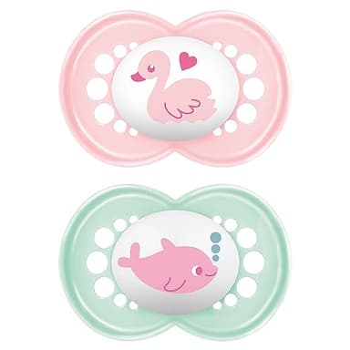 MAM Lot de 2 tétines originales pour bébé de 6 à 16 mois - 94% d'acceptation - Adaptées à l'allaitement - Recommandé par les sages-femmes - Doux pour les dents - Silicone SkinSoft - Cygne/dauphin